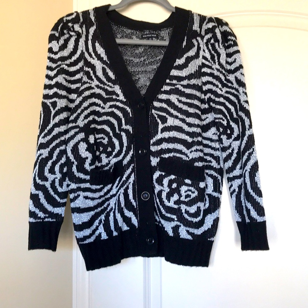 Zebra print cardigan pleated sleeves